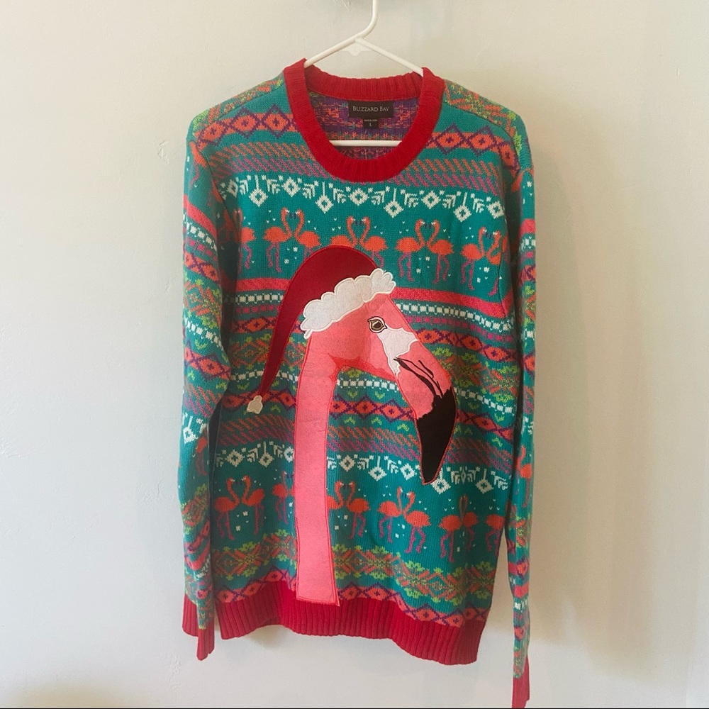 Ugly Christmas Sweater - Tropical - flamingo Sz Large mens